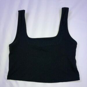 Shein Black Ribbed Cropped Tank Top